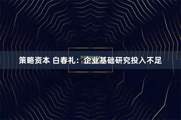 策略资本 白春礼：企业基础研究投入不足