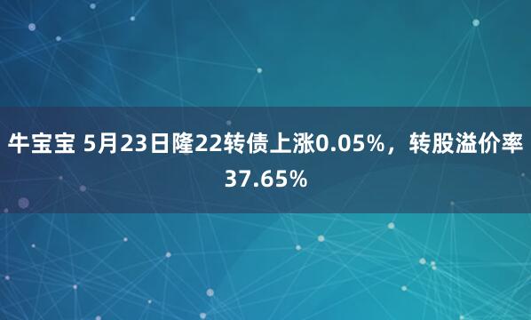牛宝宝 5月23日隆22转债上涨0.05%，转股溢价率37.65%